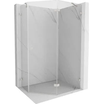 Mexen Lunar pětiúhelníkový sprchový kout s otevíráním doprava 100 x 80 cm, průhledný, kartáčovaný nikl Sprchové kouty
