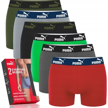 Pánské oblečení Pánské boxerky Puma bavlněné, vícebarevné, sada 6 kusů, velikost L