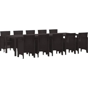 Zahradní jídelní souprava s polštářem 11 pcs Hnědá Ratan Hnědá3378757