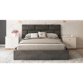 Postel Čalouněná postel PASADENA 90x200 s kovovým roštem GRAFIT