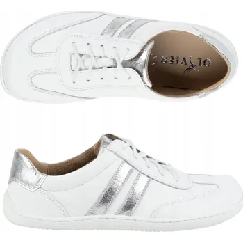 Dámské tenisky Dámské BAREFOOT boty OLIVIER 1287 kožené bílé se stříbrnou 37