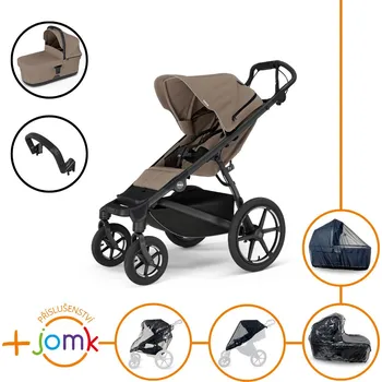 Kočárek Set 7v1 Thule Urban Glide 4-wheel Tinted Taupe s magnetickou sponou + madlo + korbička Tinted Taupe + JOMK příslušenství