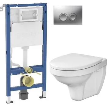 WC sada GEBERIT DuofixBasic s matným tlačítkem DELTA21 + WC CERSANIT DELFI + SEDÁTKO 458.103.00.2 21MA DE1