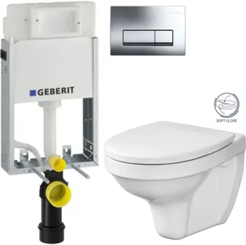 GEBERIT KOMBIFIXBasic vč. chromového tlačítka DELTA 51 + WC CERSANIT DELFI + SOFT SEDÁTKO 110.100.00.1 51CR DE2