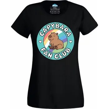 Dámské tričko Dámské tričko Klub Kapybar Capybara Fan Club (Velikost: M, Barva: Černá)