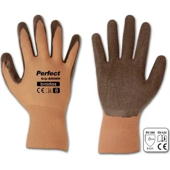 Pracovní rukavice BRADAS - RWPGBR9 - Ochranné rukavice PERFECT GRIP BROWN latexové, velikost 9