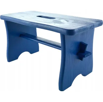 Stolička STŘEDNĚ MODRÁ MALOVANÁ STOLIČKA TABURET DŘEVĚNÁ kuchyňská židle