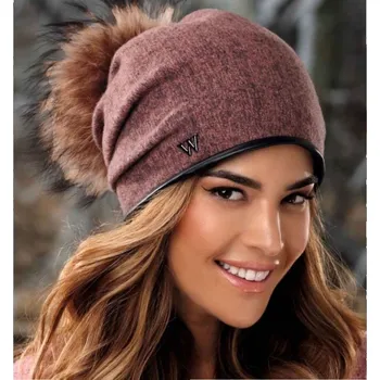 Čepice KRUMLOVANKA Zimní dámská čepice s bambulí W-0598/780MStarorůžový melange