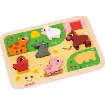 Dětské zboží Janod Dřevěné vkládací puzzle pro nejmenší Farma Chunky