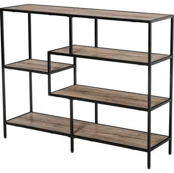 Knihovna HOMCOM Regál v industriálním stylu, police na dokumenty černá se světlým dubem, 120x32x95cm, stabilní a moderní | Aosom.de