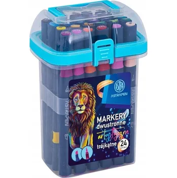 Fixy trojúhelníkové oboustranné Astrapen - 24 barev - štětcový hrot