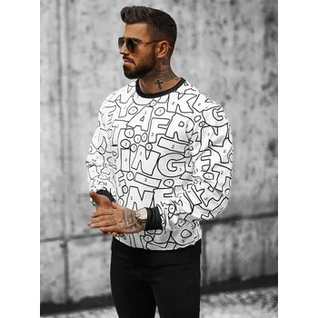 Pánská mikina Ozonee Pánská mikina bez kapuce Nein bílá XXL