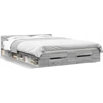 Postel Rám postele s šuplíky 203x123 šedý dub