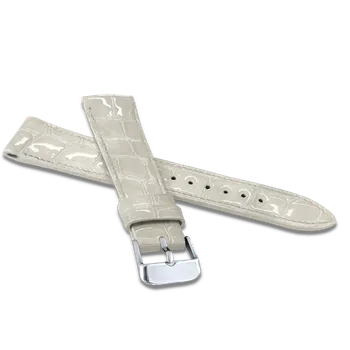 Módní doplněk LAVVU Lesklý bílý prošitý řemínek CROCO OCALA z luxusní kůže Top Grain - 14