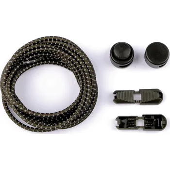 Tkaničky do bot Reflexní elastické samozavazovací tkaničky délka 120 cm, střední, 10 (15) zelená khaki