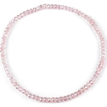 Náramek Náhrdelník pružný z broušených skleněných korálků, střední, 2 pudrová