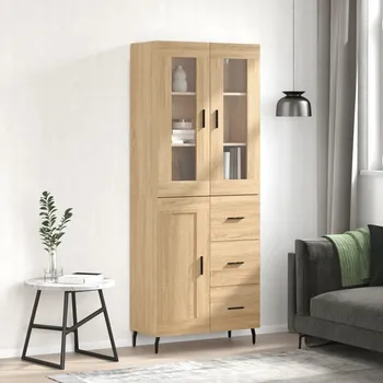 přebalovací pult a komoda Skříň highboard dub sonoma 69,5 x 34 x 180 cm kompozitní dřevo Hnědá3198676