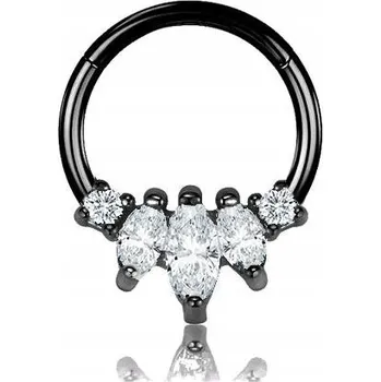 Náušnice Náušnice clicker černá s bílými zirkony 1,2/10