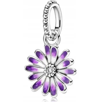 Přívěsek Přívěsek STŘÍBRO 925 Korálek Charms Fialová Květina Sedmikrásky
