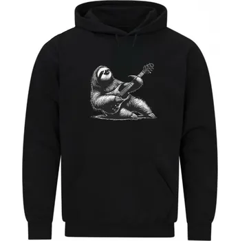 Pánská mikina Pánská mikina Rockový Lenochod s Kytarou (Velikost: 5XL, Barva: Černá)