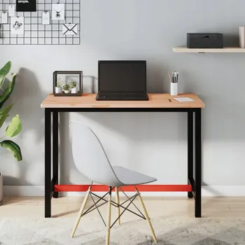 Psací stůl Pracovní stůl 115 x 55 x 81,5 cm masivní bukové dřevo a kov Hnědá 3188904