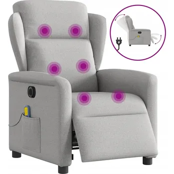 Křeslo Rozkládací masážní křeslo, elektrické, šedé, látkové