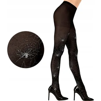 Dámské punčochy PUNČOCHÁČE ČERNÉ 40 DEN S PAVUČINOU HALLOWEEN M