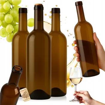 Láhev 10x láhev na domácí víno, lahve na víno Bordeaux 750 ml + korky, sada
