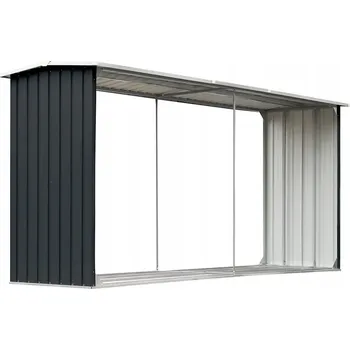 Dřevník Zahradní kůlna na dříví pozinkovaná ocel 330 x 92 x 153 cm