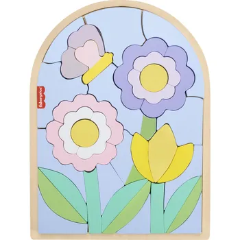 Hračka pro nejmenší Fisher-Price Květiny Puzzle Stavebnice Dřevěná hračka Sada 3+ HXT97