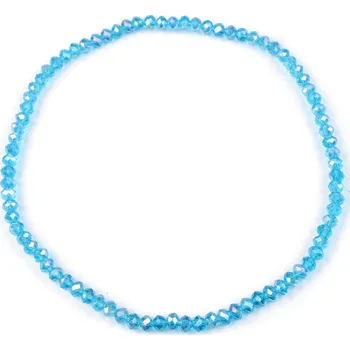 Náramek Náhrdelník pružný z broušených skleněných korálků, střední, 4 modrá azuro