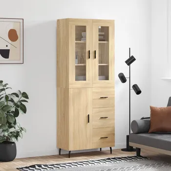 přebalovací pult a komoda Skříň highboard dub sonoma 69,5 x 34 x 180 cm kompozitní dřevo Hnědá3198484