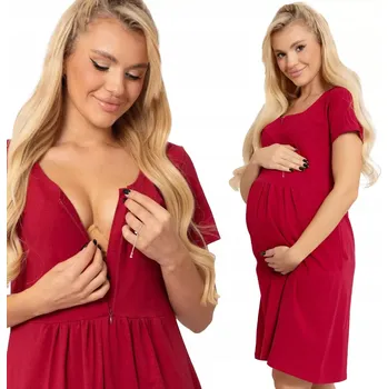 Dámská noční košile TĚHOTENSKÉ NOČNÍ NOČNÍ FORMOMMY NA KOJENÍ S KAPSAMI NA ZIP 4XL