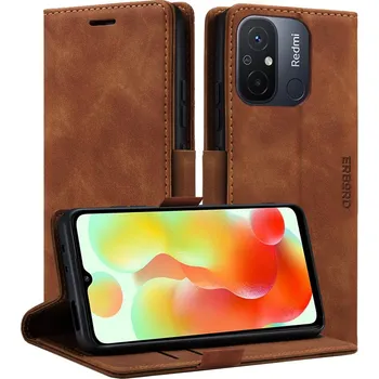 Pouzdro na mobilní telefon Flipové pouzdro Erbord pro Xiaomi Redmi 12C, hnědé