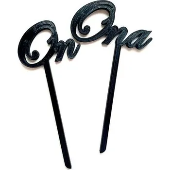 Svatební dekorace Zápich na svatební dort černý - On a Ona - 3D tisk - Dortmarket