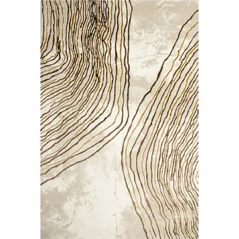 Koberec 160x230 cm ZLATÝ BRONZOVÝ BÉŽOVÝ KOBEREC ELISA LESKLÝ DVOUÚROVŇOVÝ VLAS