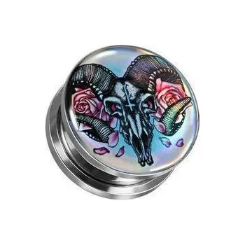 Piercing Šroubovací plug - lebka kozla - PIERCING - 12 mm