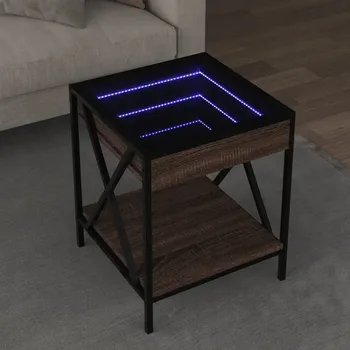 Konferenční stolek Konferenční stolek s LED Infinity, hnědý dub, 40x40x49 cm