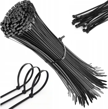 Organizace kabelů KABELOVÉ UPÍNACÍ PÁSKY 3,6x300 MONTÁŽNÍ SPONKY STAHOVACÍ PÁSKY ČERNÉ 100 Ks