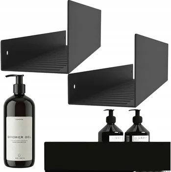 police Kovové police 2 kusy černé kovová police do sprchy 40 cm + láhev