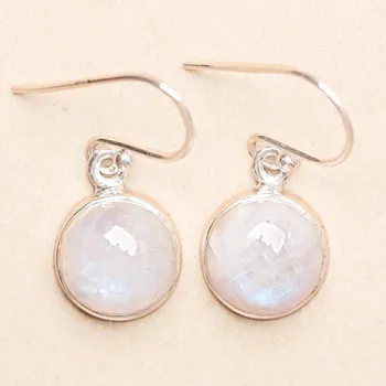 Náušnice Měsíční kámen duhový náušnice stříbro Ag 925 E3403 0,9 cm, 3,8 g