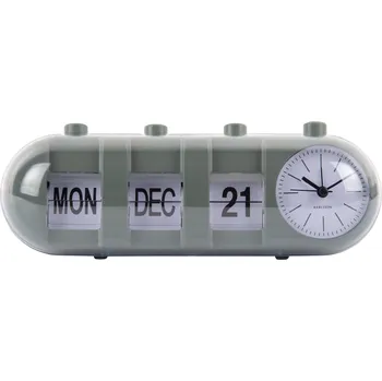 Budík Karlsson, Budík Retro Tube Calendar Flip, tmavě olivový - Formadore