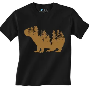 Chlapecké tričko Dětské tričko Lesní Kapybara (Velikost: 7-8, Barva: Černá)