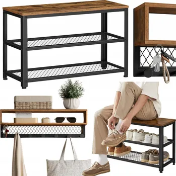 Botník Botník Songmics se sedákem 73 x 45 x 30 cm, rustikální dub