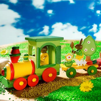 Vláček a vláčkodráha 3Pagen Dřevěný vláček Velikonoce