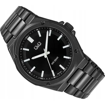 Hodinky PÁNSKÉ SPORTOVNÍ VODOTĚSNÉ ČERNÉ HODINKY S NÁRAMKEM Q&Q Q05C-003P 42 mm