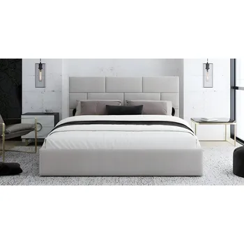 Postel Čalouněná postel PASADENA 90x200 s kovovým roštem KRÉMOVÁ