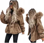 DÁMSKÁ ZIMNÍ PARKA S KAPUCÍ TEPLÁ ZATEPLENÁ S KOŽÍŠKEM - M