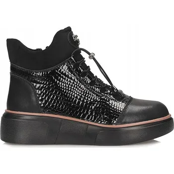 Dámské kozačky Dámské boty kotníkové boty kožené Filippo na platformě, lakované, na zip, vel. 38