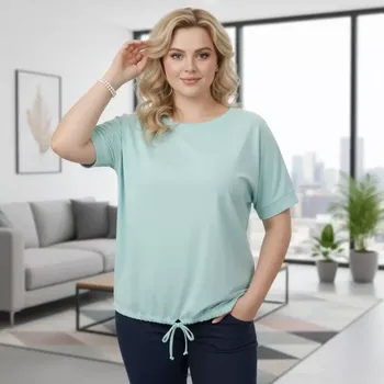 Dámské tričko Dámské světle tyrkysové triko nadměrná univerzální velikost XL - 3XL R1306